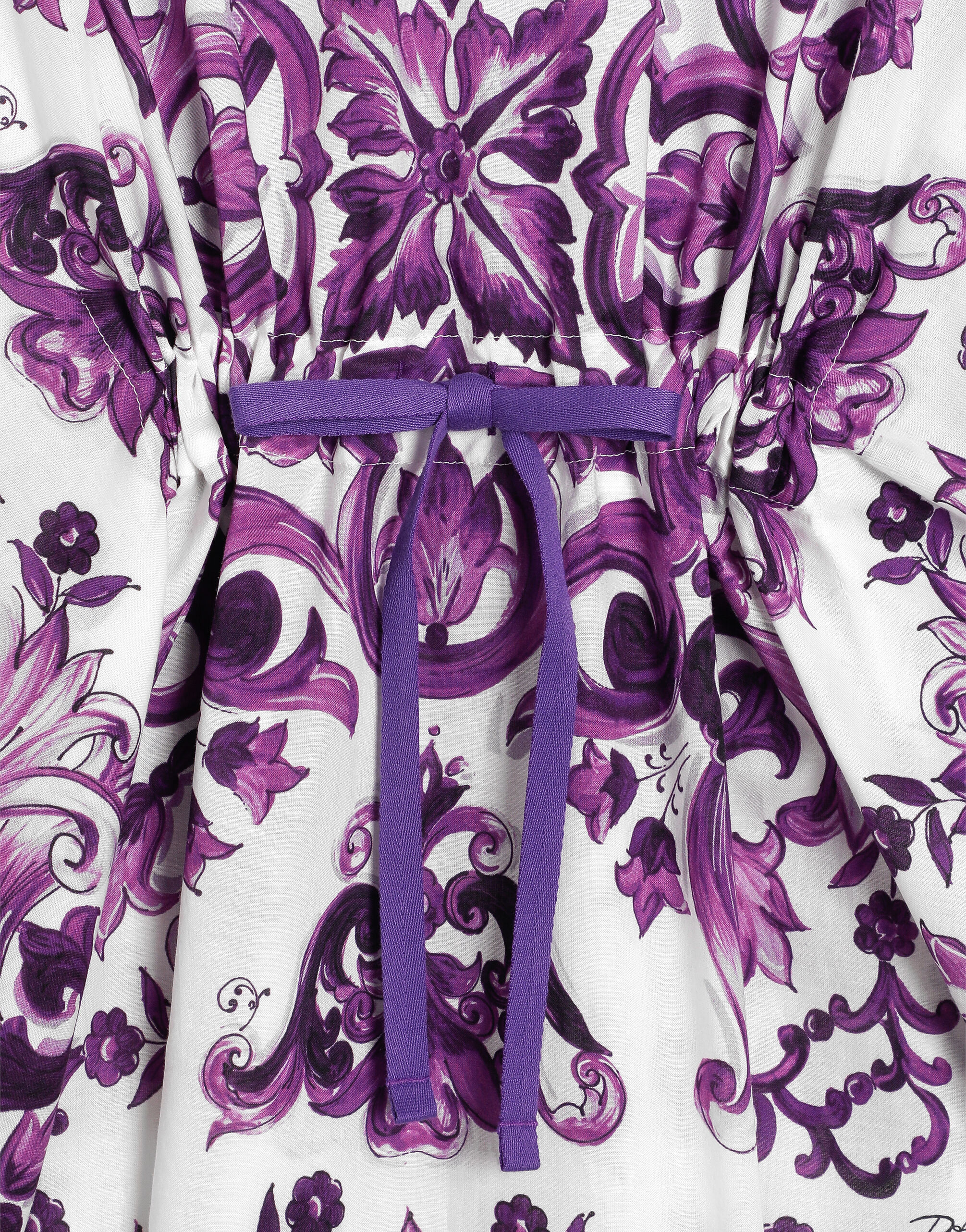 Majolica-print short cotton caftan