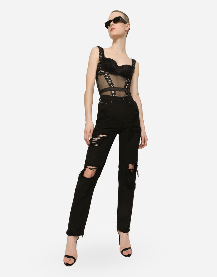 Dolce & Gabbana Boyfriend jeans with rips Black FTB4JDG902K