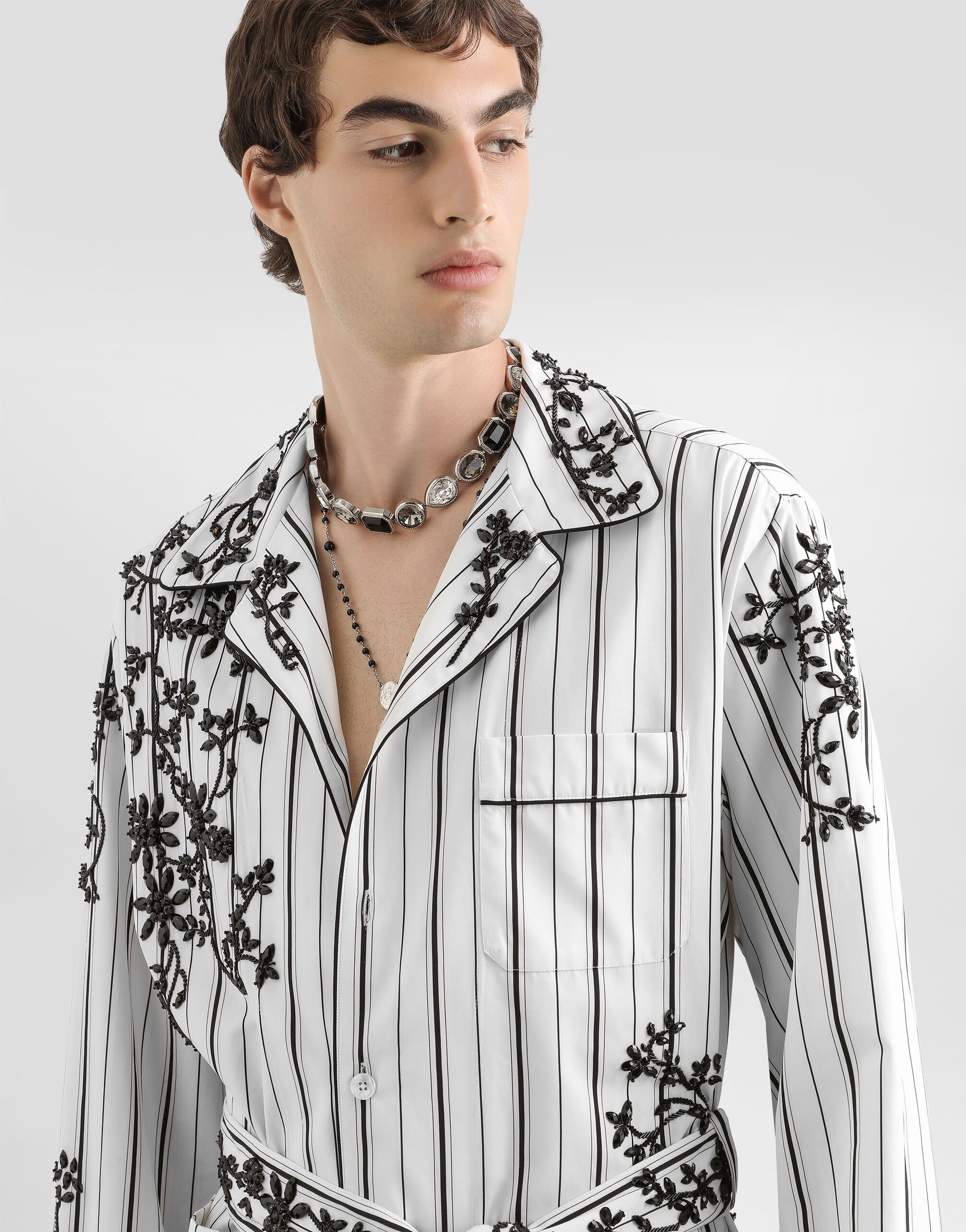 Vanity robe with embroidery in Multicolor for Men | Dolce&Gabbana®