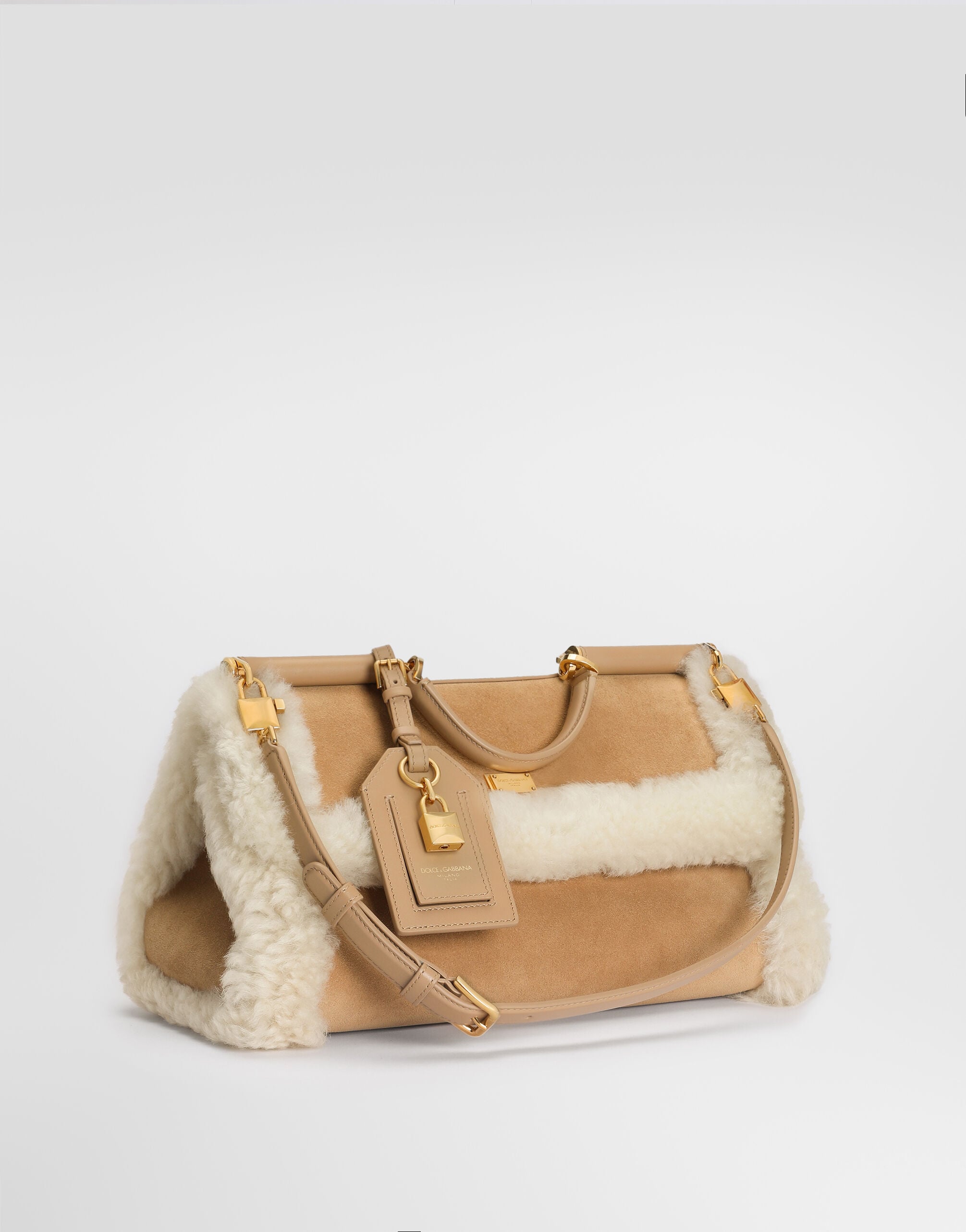 Medium My Sicily handbag in sheepskin, split and smooth calfskin