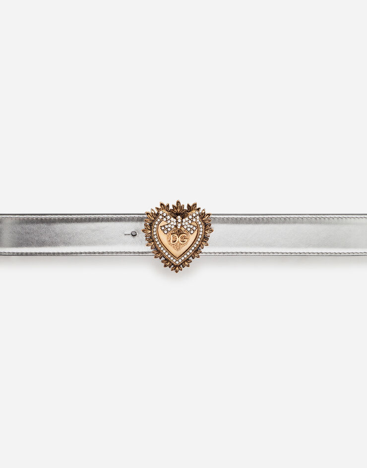 Dolce & Gabbana Devotion belt in laminated calfskin Silver BE1315AK870