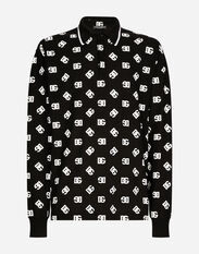 Dolce & Gabbana Long-sleeved cotton polo-shirt with DG Monogram Multicolor G2TN4TFR20N