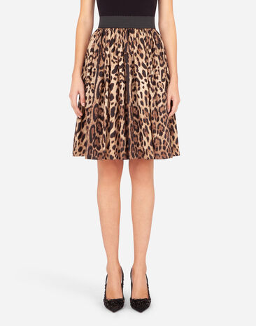 Dolce & Gabbana Leopard-print poplin circle skirt Multicolor F4BO0THS5E3