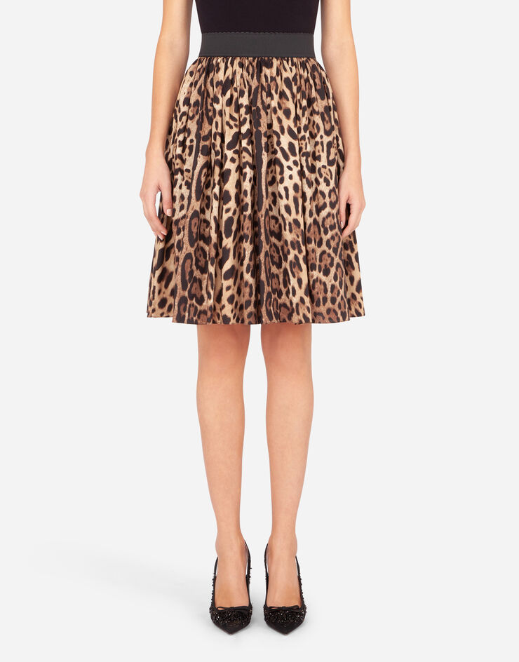 Dolce & Gabbana Falda plato de popelina estampado leopardo Multicolor F4BO0THS5E3