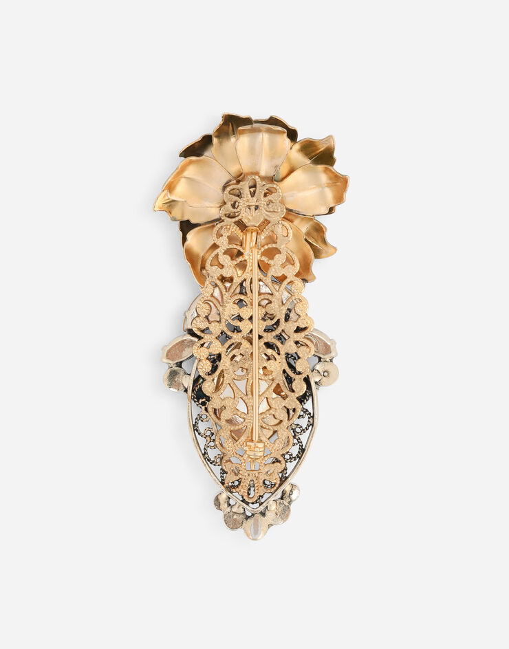 Dolce & Gabbana Brooch with enameled flower and rhinestones Multicolor WPO1M2W1111