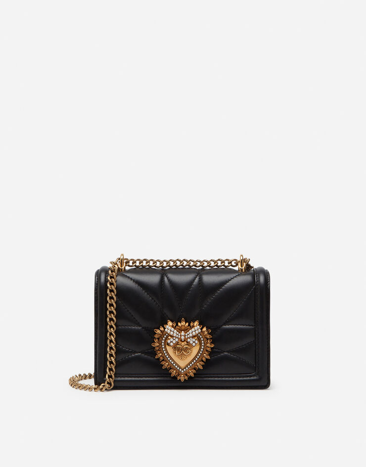 Dolce & Gabbana Маленькая сумка с плечевым ремнем Devotion из стеганой наппы ЧЕРНЫЙ BB6880AV967