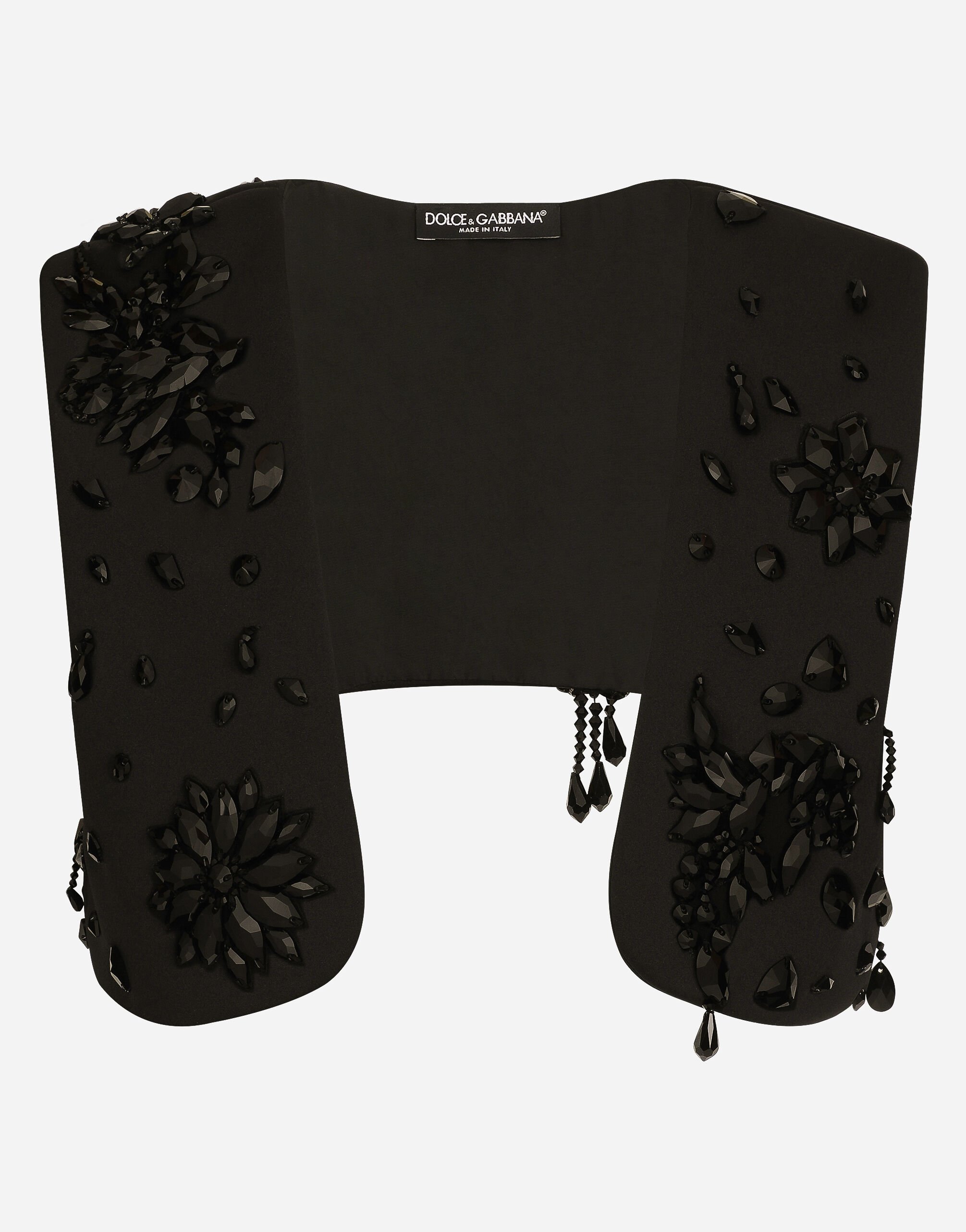 Dolce&Gabbana Harness im Westenstil aus technischem Gewebe mit Schmucksteinen Schwarz G710PTFU26Z