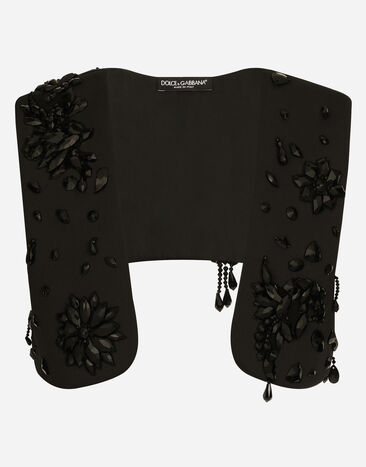 Dolce&Gabbana Harness a gilet in tessuto tecnico con pietre Nero G710EZHUMD6