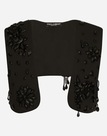 Dolce&Gabbana Harnais gilet en tissu technique avec pierres Noir G710EZHUMD6