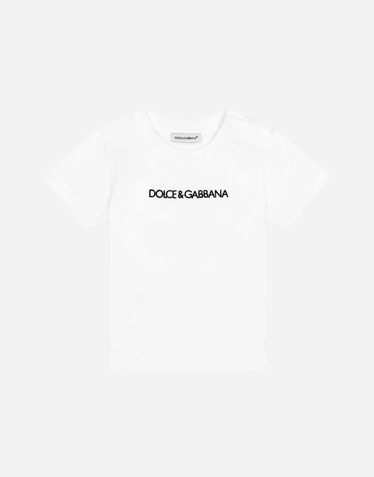 Dolce & Gabbana T-shirt in jersey con ricamo logo Bianco L1JT7WG7STN