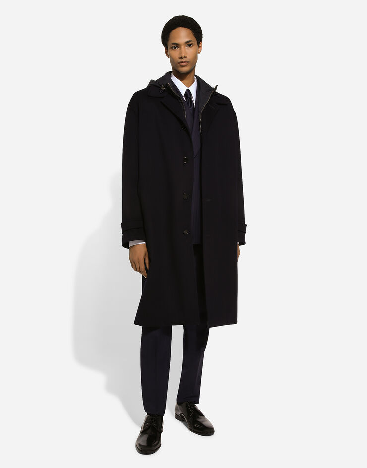 Dolce & Gabbana Cashmere single-breasted coat with hood Blue G042OTFU27C