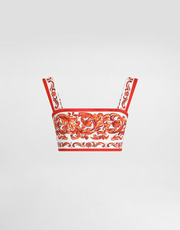 Dolce & Gabbana Top in majolica-print mat Multicolor F7U70TGDDRC