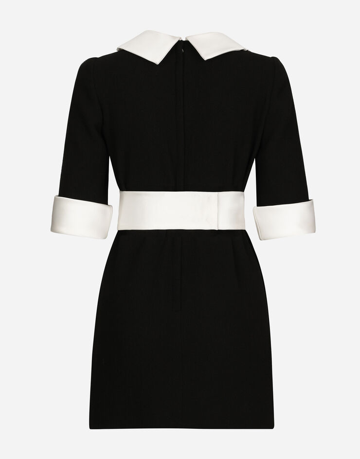 Dolce & Gabbana Short wool crepe dress with satin details Black F6JFJTFUBCI