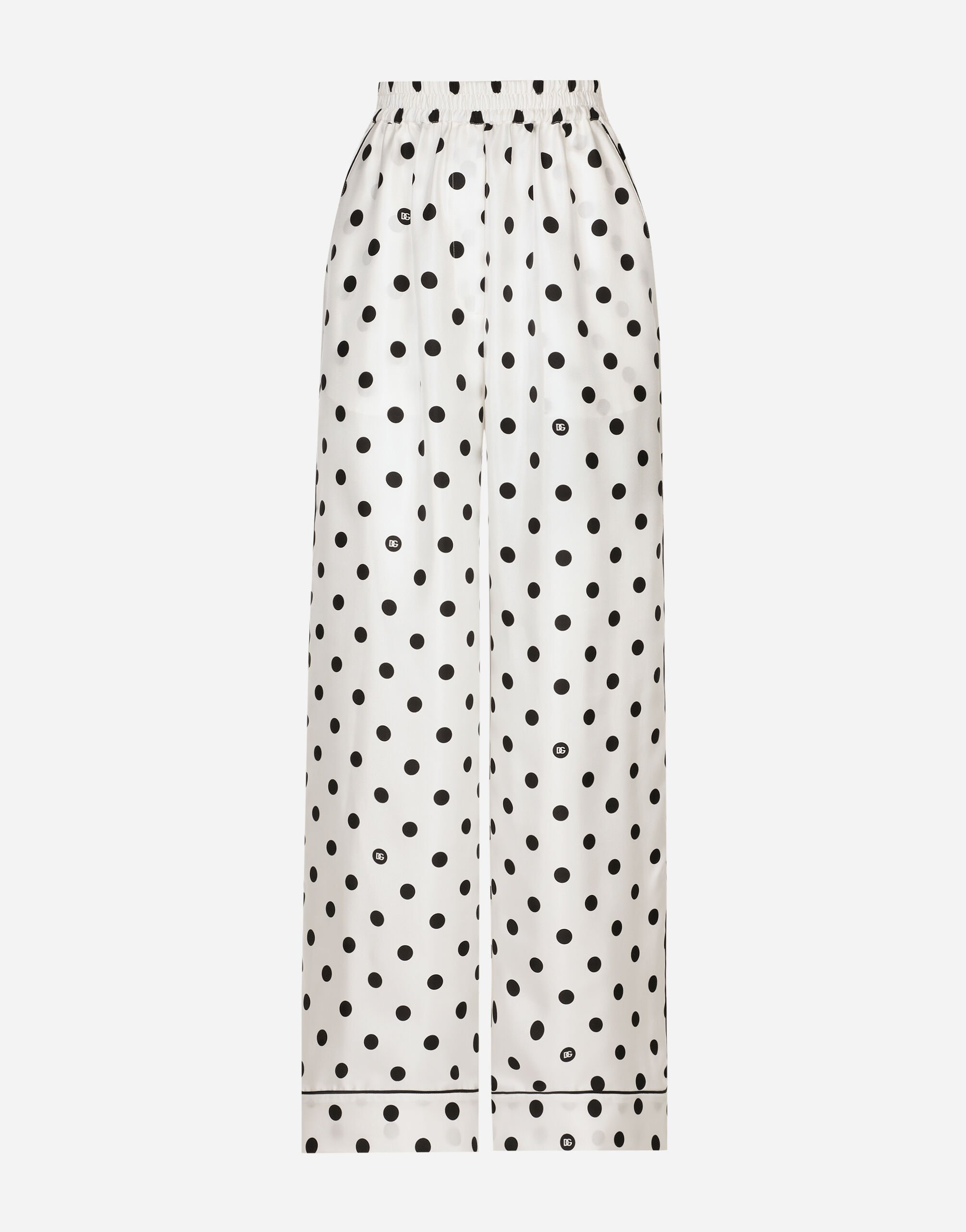 Dolce & Gabbana سروال بيجامة حرير بطبعة منقطة مطبعة FXU03TJCVYK