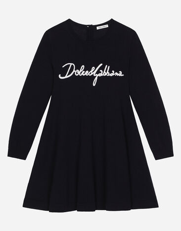 Dolce & Gabbana Strickkleid mit Dolce&Gabbana-Logo Blau L5KD37JCVV0