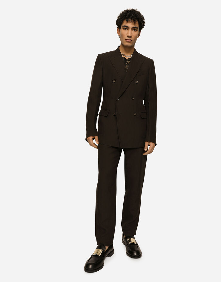 Dolce&Gabbana Льняные брюки с фирменным лейблом коричневый GW13ETFU4C2