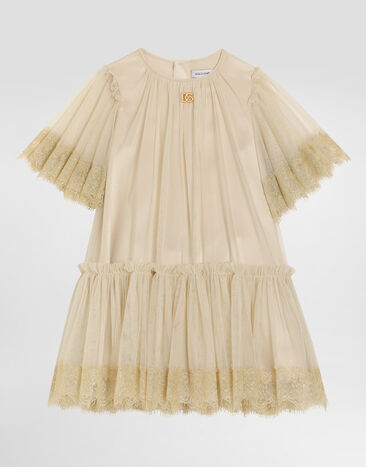 Dolce & Gabbana Robe en tulle et lurex Beige L24DD5HLMVY