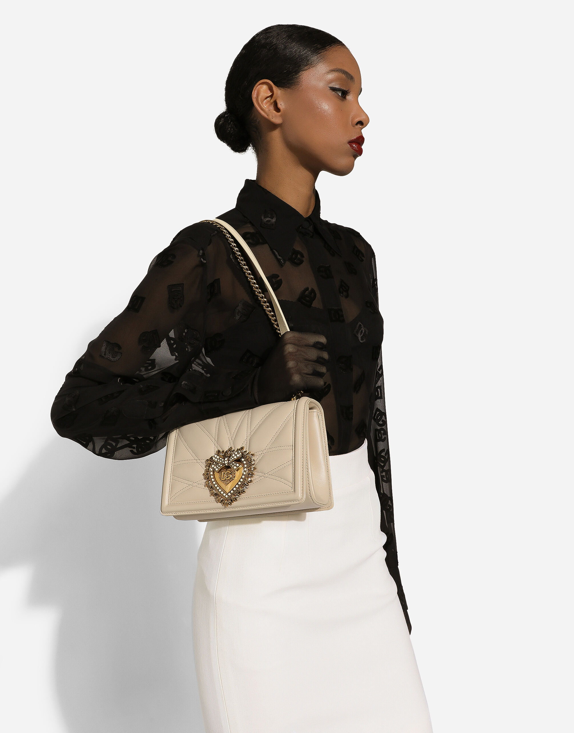 Medium Devotion shoulder bag in White for Women Dolce Gabbana