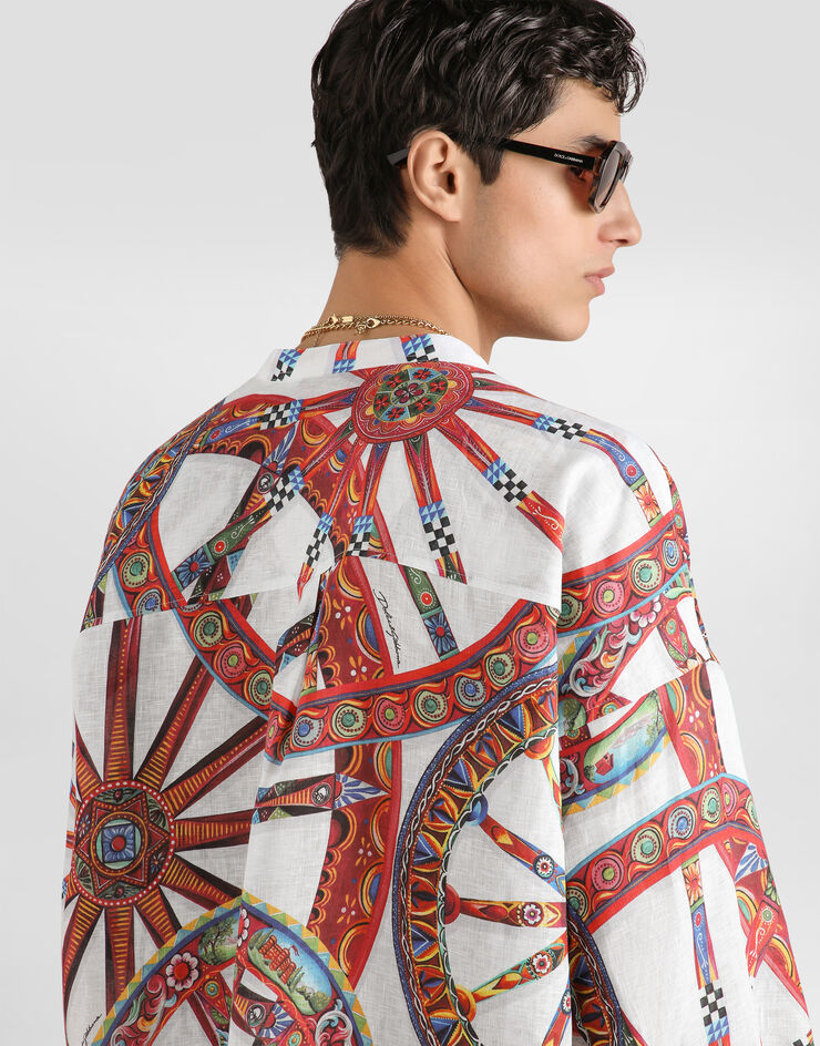 Dolce & Gabbana Carretto-print linen shirt Multicolor G5OS1TFS4H2