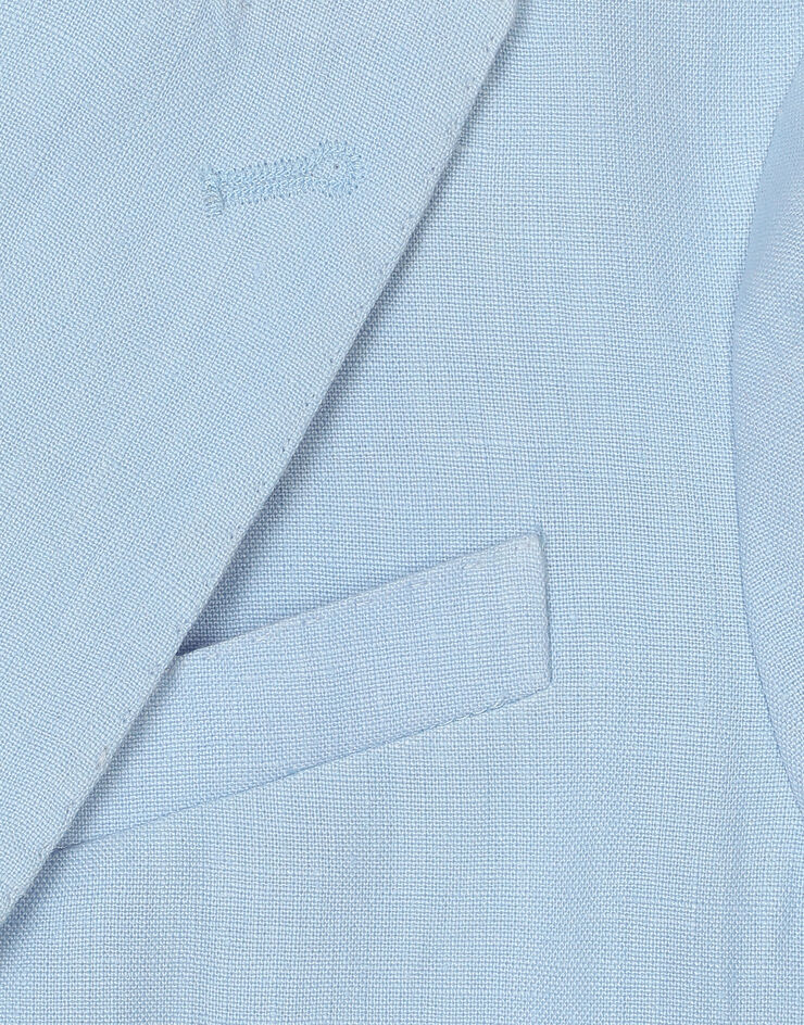 Dolce & Gabbana Single-breasted linen jacket with Dolce&Gabbana logo Azure L41E96FU4LH