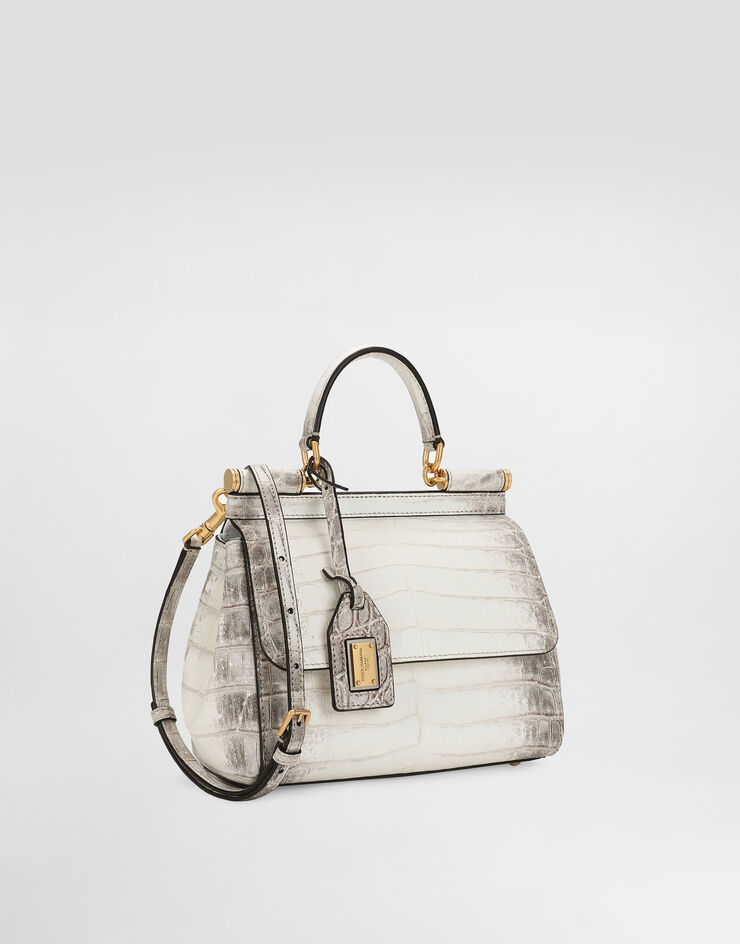Dolce & Gabbana Bolso de mano Sicily mediano de cocodrilo Himalaya Blanco BB6003B2EM1