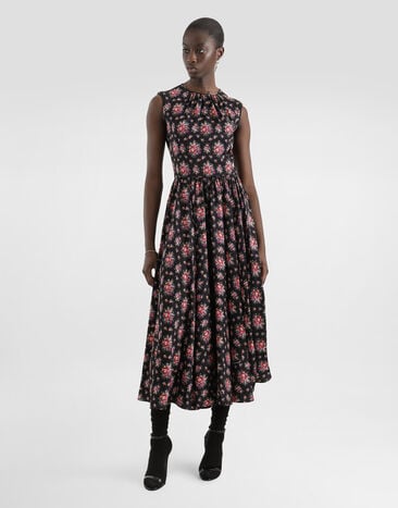 Dolce & Gabbana Small flower bouquets-print charmeuse dress Multicolor F60H2TFSA78