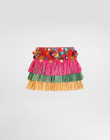 Dolce & Gabbana Minifalda en rafia con aplicaciones Multicolor F4DETZGDDVC