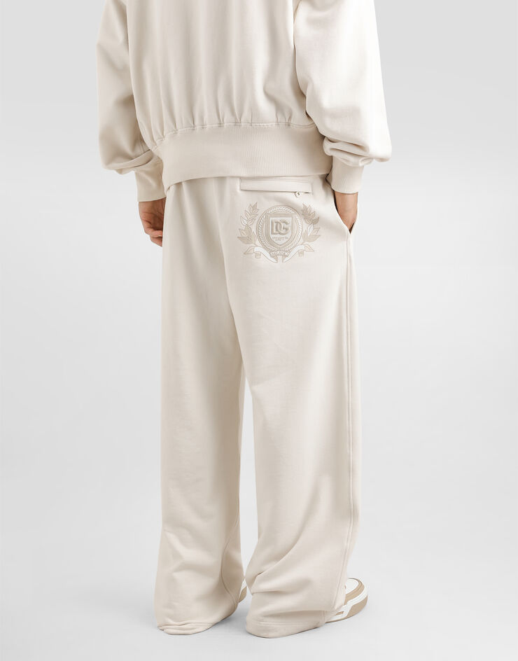 Dolce & Gabbana Stretch jersey jogging pants with embroidery Cream GVZ7AZG7O2J