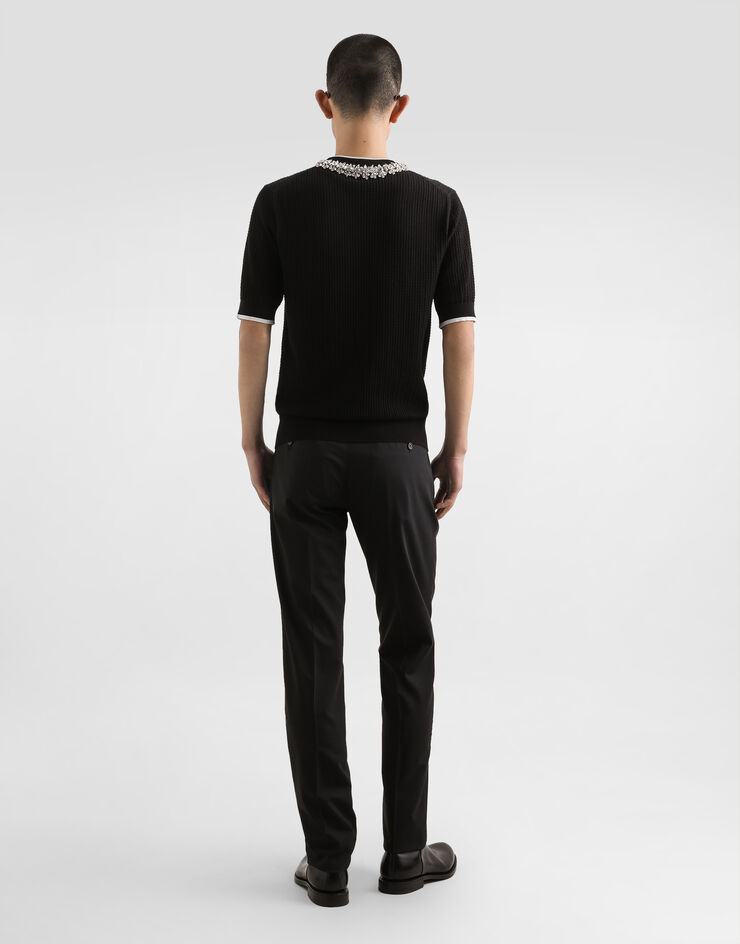 Dolce & Gabbana Rundhalspullover aus Baumwolle Schwarz GXX03ZJBCH1