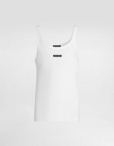 Dolce & Gabbana Cotton tank top with print White G8PA8TG7P3I
