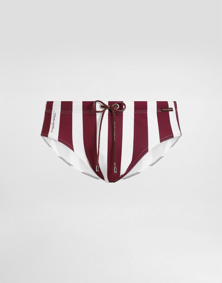 Dolce & Gabbana Badehose mit hohem Beinausschnitt im Streifenprint Mehrfarbig M4A09JFSGAQ
