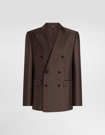 Dolce & Gabbana Sicilia light double-breasted silk twill jacket Brown G2VD4TFU10S