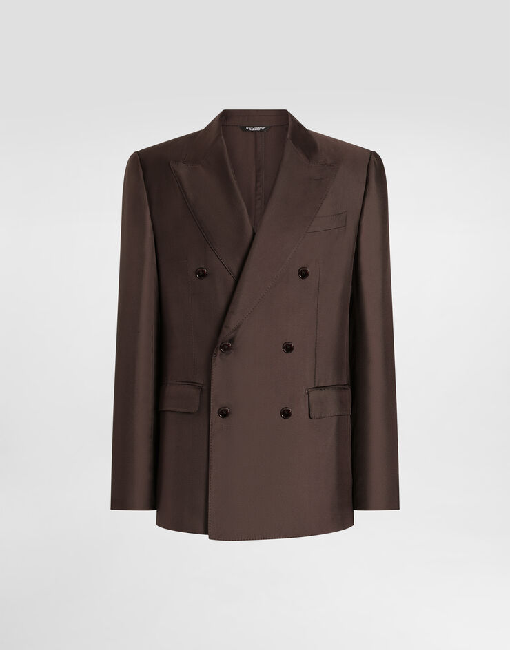 Dolce & Gabbana Sicilia light double-breasted silk twill jacket Brown G2VD4TFU10S