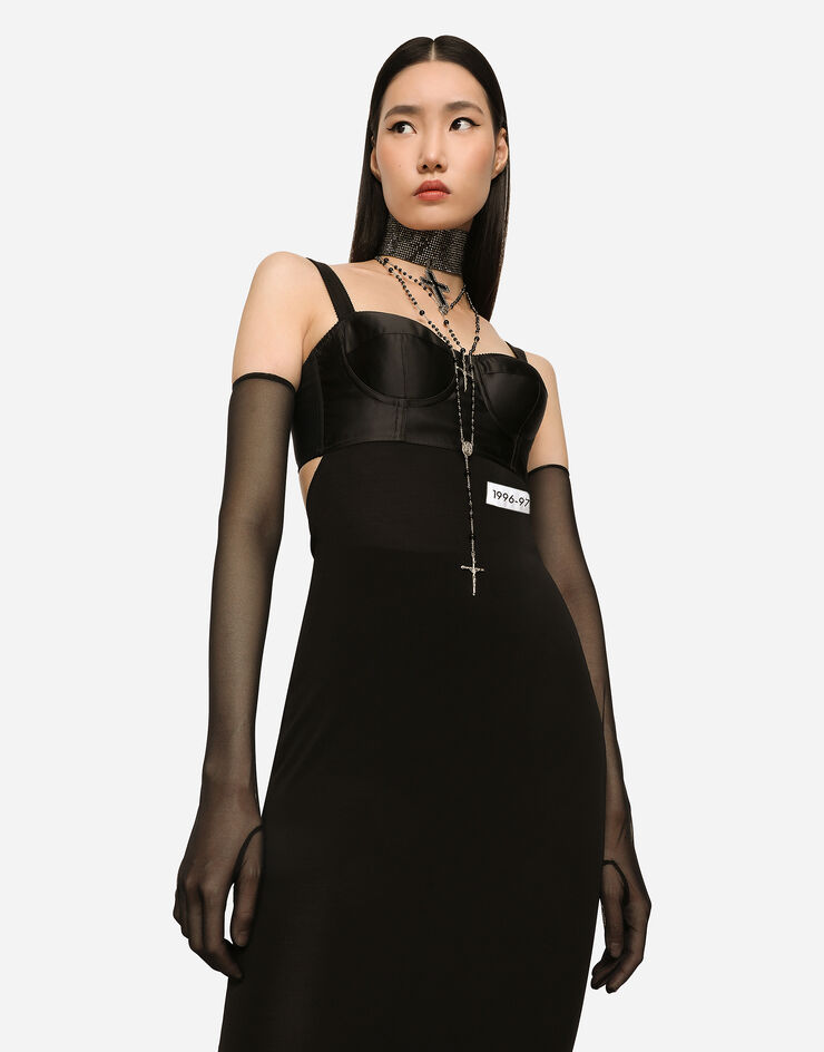Dolce & Gabbana KIM DOLCE&GABBANA Organzine calf-length corset dress Black F6CLJTFURLZ
