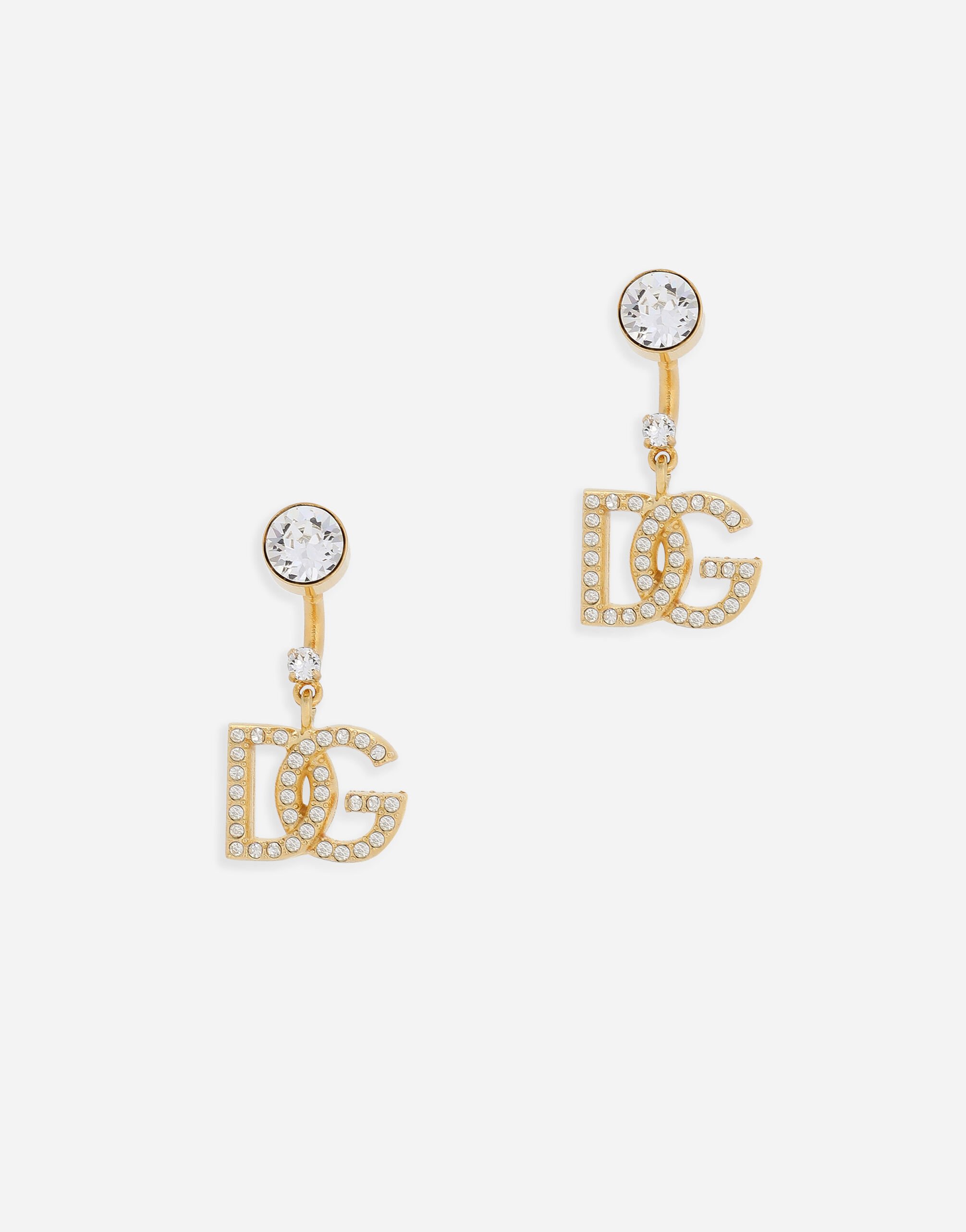 Dolce & Gabbana DG 로고 & 라인스톤 이어링 골드 WEN6L3W1111