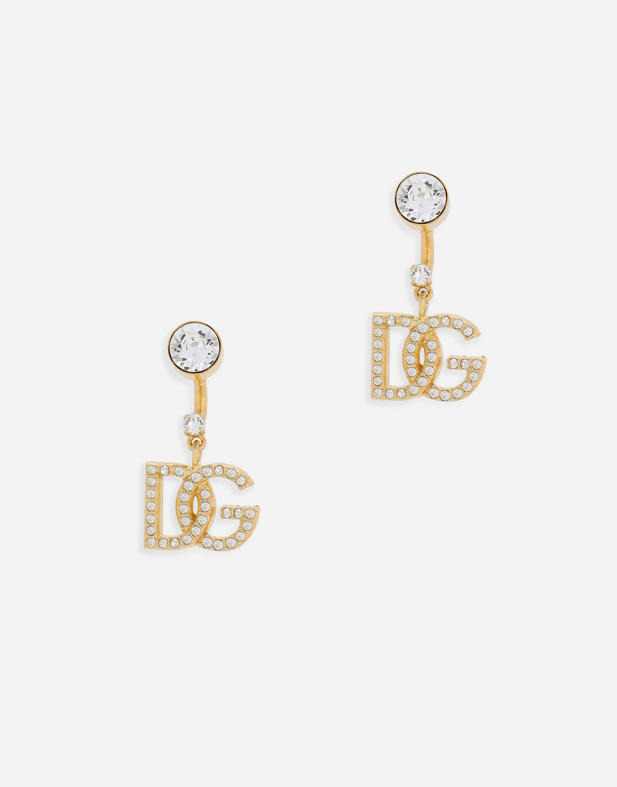Earrings with DG logo and rhinestones in Gold for Women | Dolce&Gabbana® US