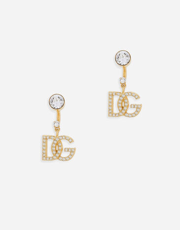 Dolce & Gabbana Pendientes con logotipo DG y strass Dorado WEN6L3W1111