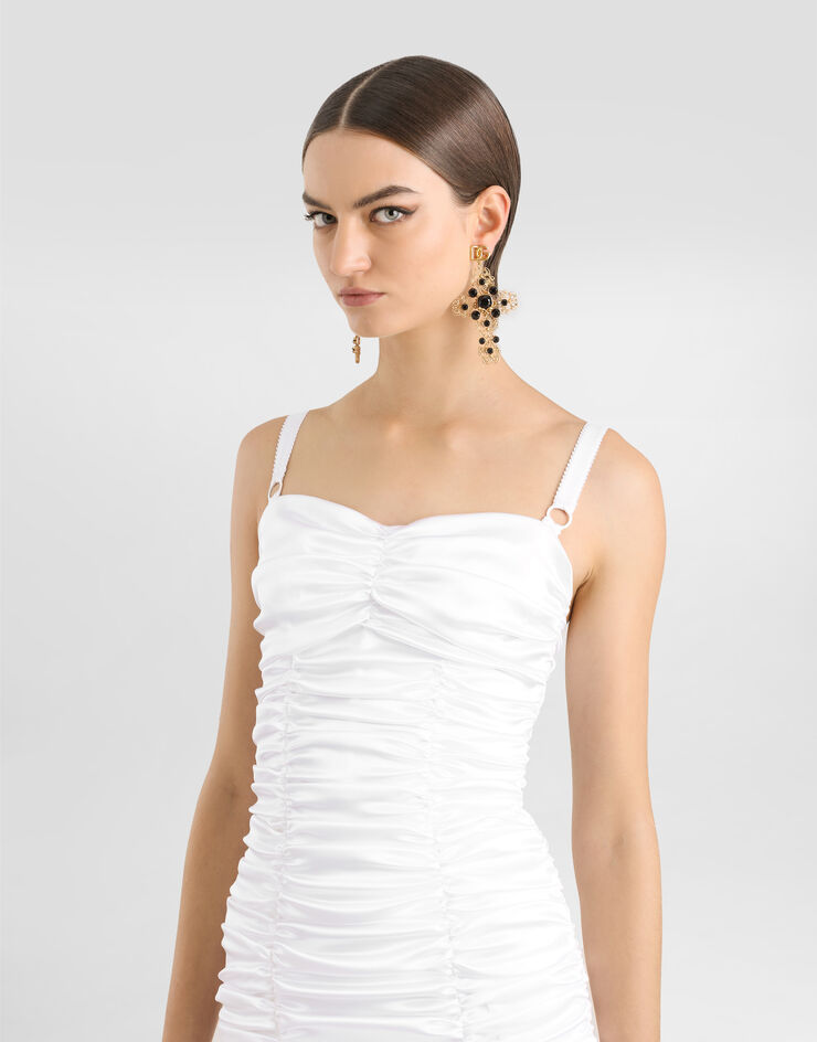 Dolce & Gabbana Minirobe drapée en satin Blanc F6TPXTFURAD