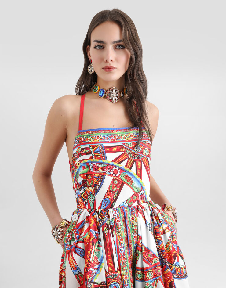 Dolce & Gabbana Carretto-print poplin short dress Multicolor F615VTGDDTE