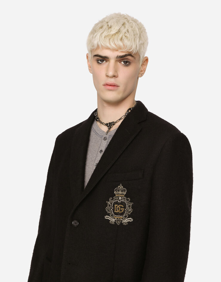 Dolce & Gabbana Stretch jersey jacket with heraldic patch Black G2RC3ZGF149