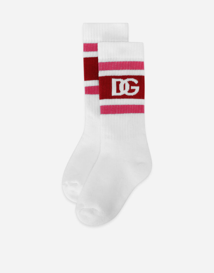 Dolce & Gabbana Stretch knit socks with DG logo Multicolor LBKAC5JBCAC