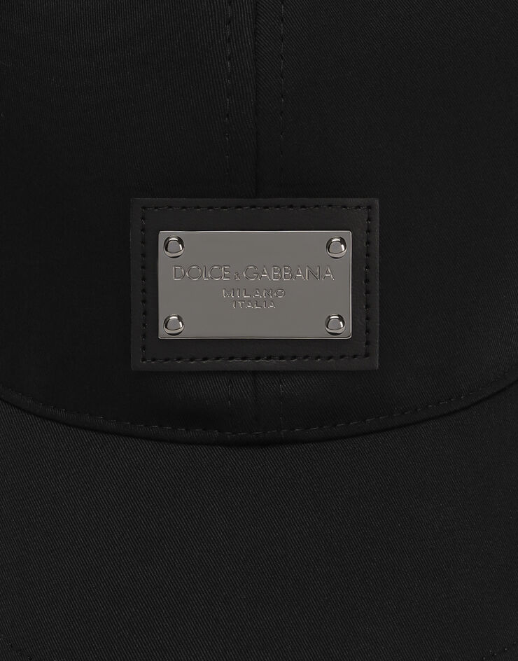 Dolce & Gabbana Cotton baseball cap with branded tag Black GH590AGF421
