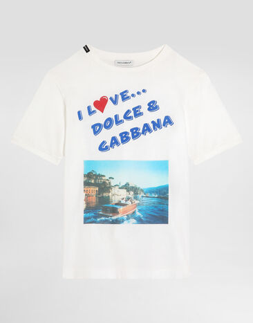 Dolce & Gabbana Jersey t-shirt with postcard print White L4JTJDG7PWD