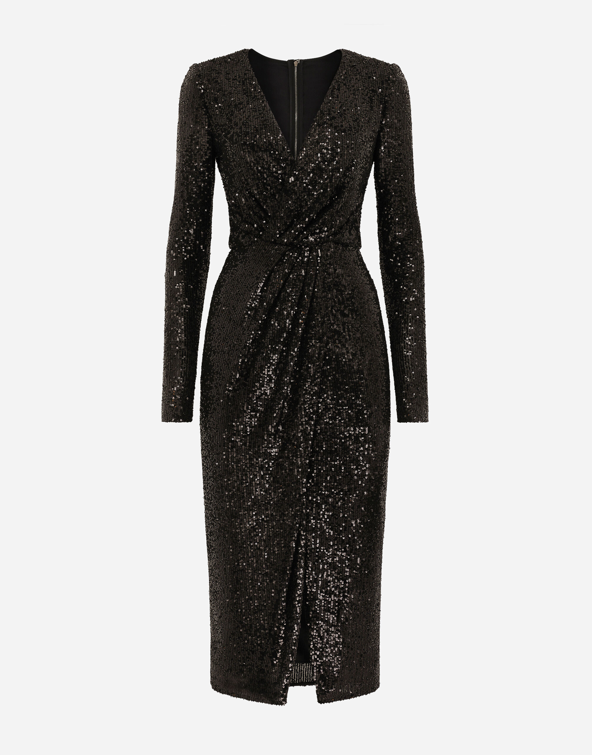 Dolce & Gabbana Micro-sequined calf-length dress Silver BB7116AY828