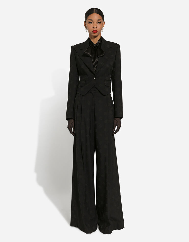 Dolce & Gabbana Расклешенные брюки из шерсти с жаккардовым узором DG черный FTCP2TFJ2CI