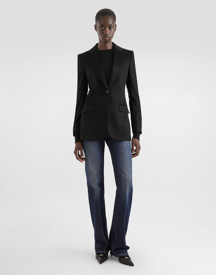 Dolce & Gabbana Single-breasted jacket in silk and Cashmere Black F29KNTGDDC0