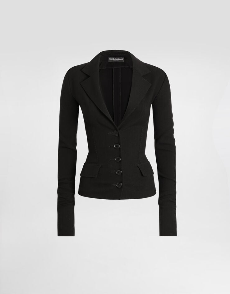 Dolce & Gabbana Single-breasted wool canvas jacket Black F27HATFUBCE