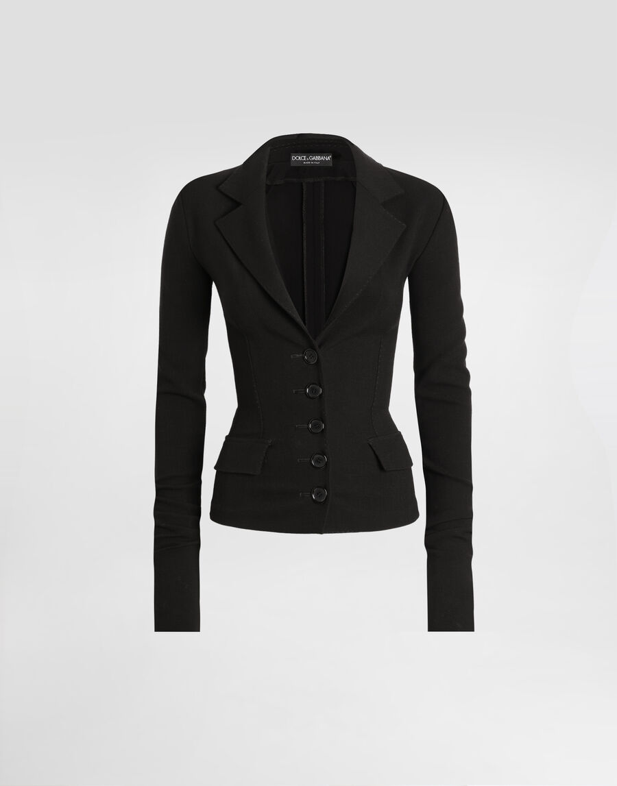 Single-breasted wool canvas jacket