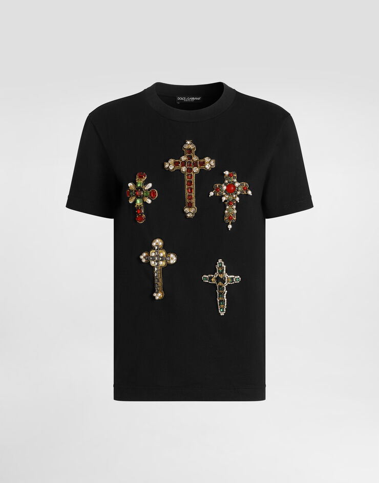 Dolce & Gabbana Cotton t-shirt with embroidery Dolce & Gabbana Cotton t-shirt with embroidery Black F8W54ZGDDXV