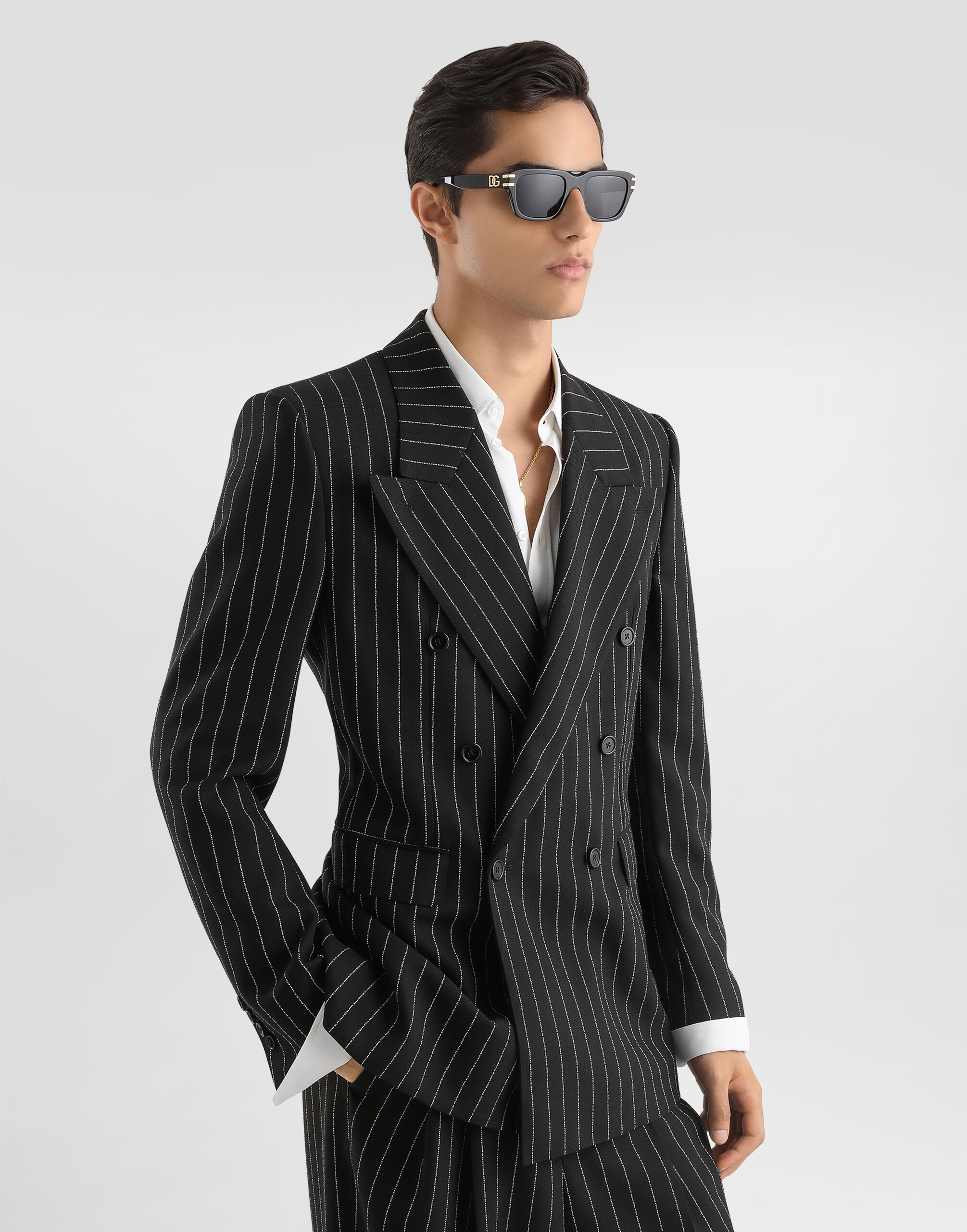 Multicolorのメンズ Double-breasted sicilia pinstriped wool jacket